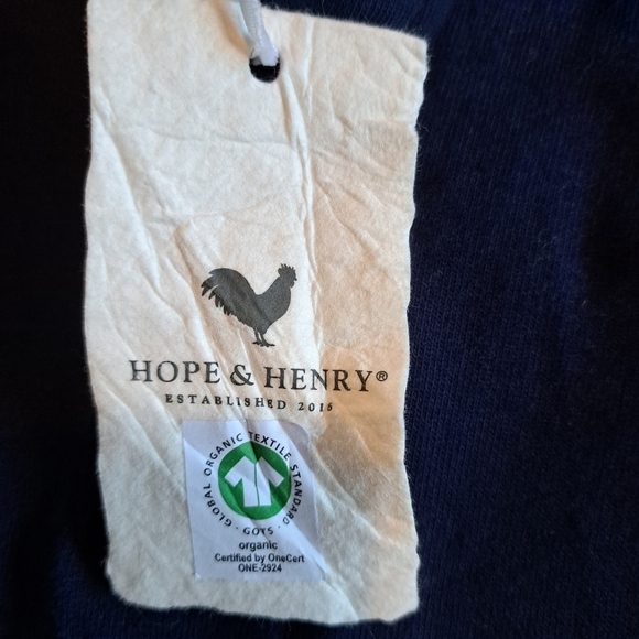 Hope & Henry boys size Medium elbow patch long sleeve polo blue & gold, New - Picture 2 of 6